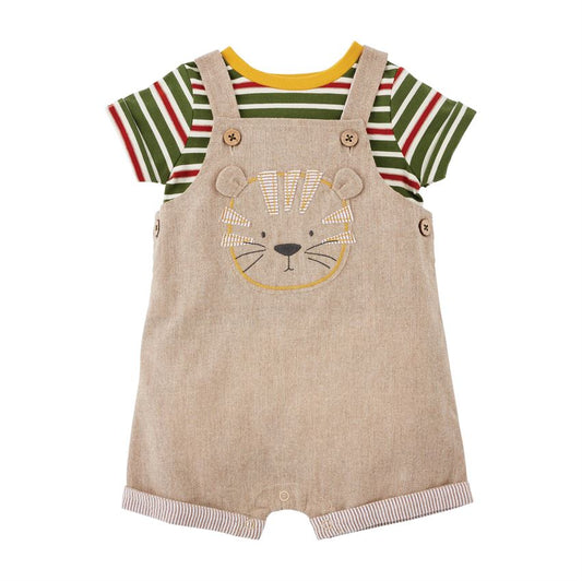 Baby Boy Striped Tiger Overalls Set