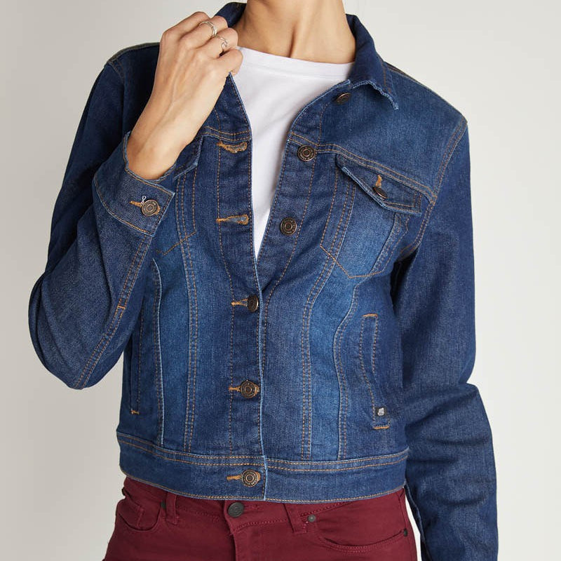 Dark Wash Stretch Denim Jacket