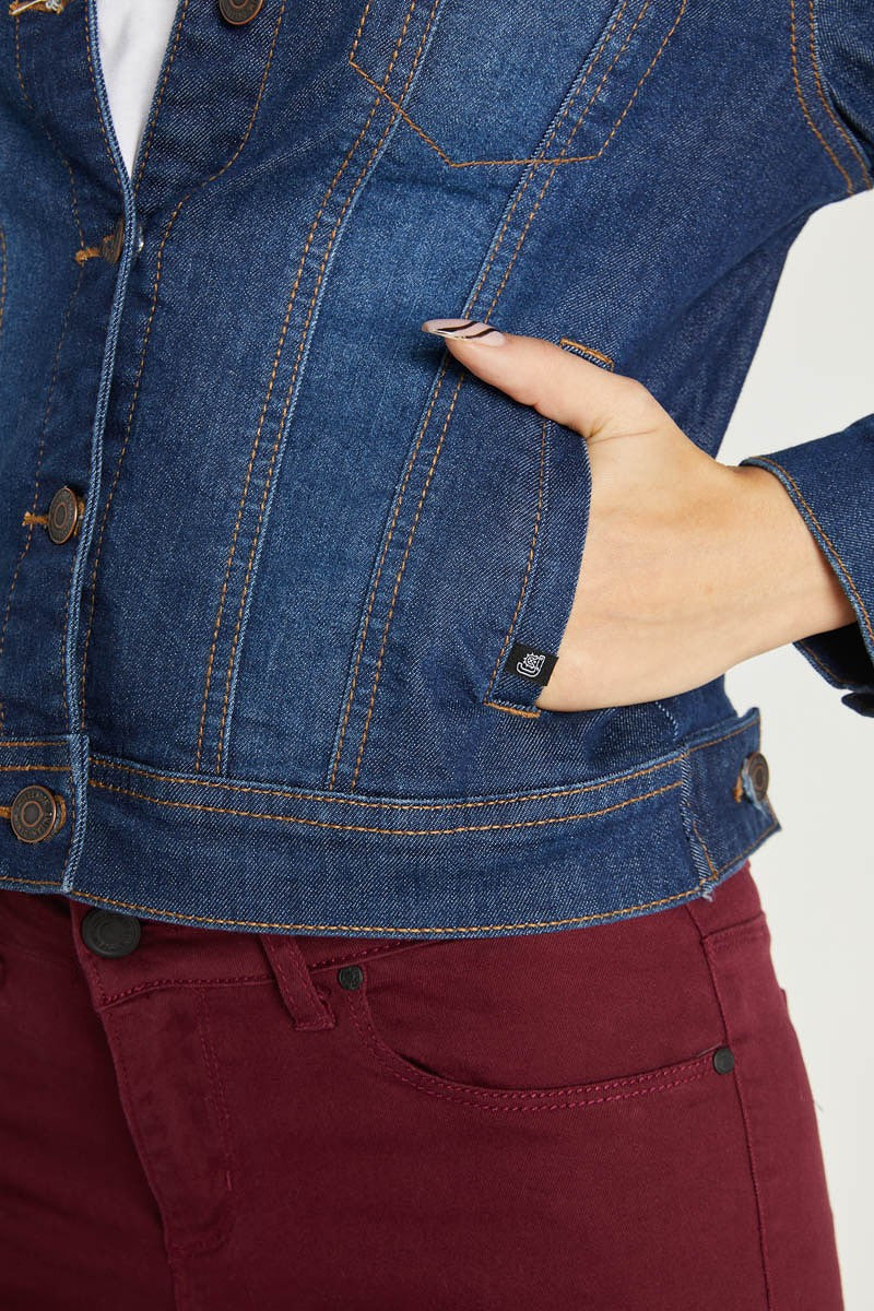 Dark Wash Stretch Denim Jacket