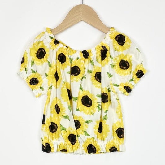 Sunflower Peasant Top with Hair Scrunchy GIRLS