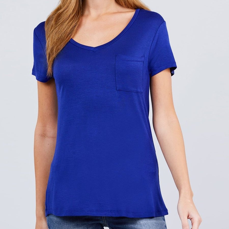 V is for Victory Relaxed Pocket Tee in Royal Blue