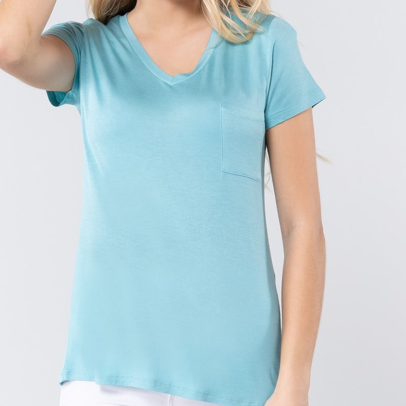 V is for Victory Relaxed Pocket Tee in Blue
