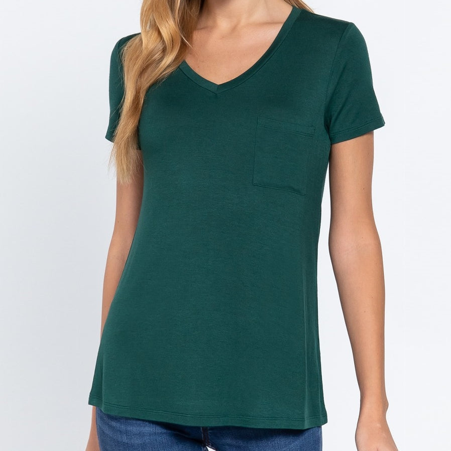 V is for Victory Relaxed Pocket Tee in Teal