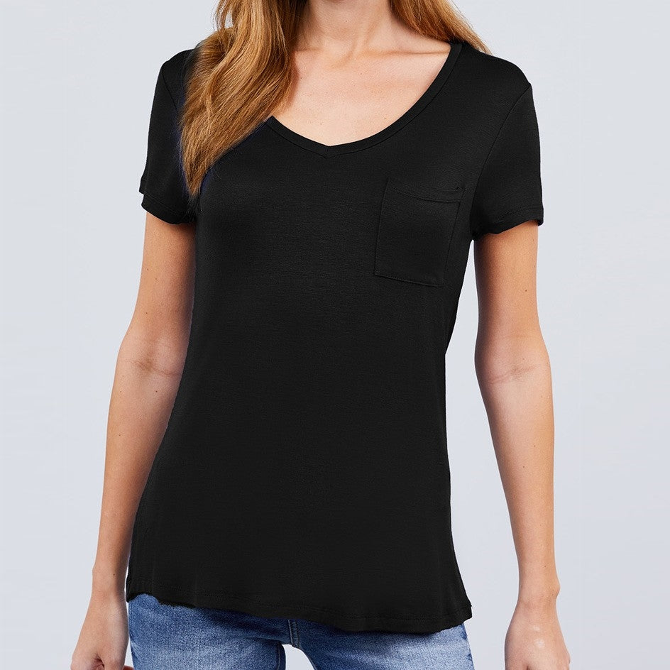 V is for Victory Relaxed Pocket Tee in Black