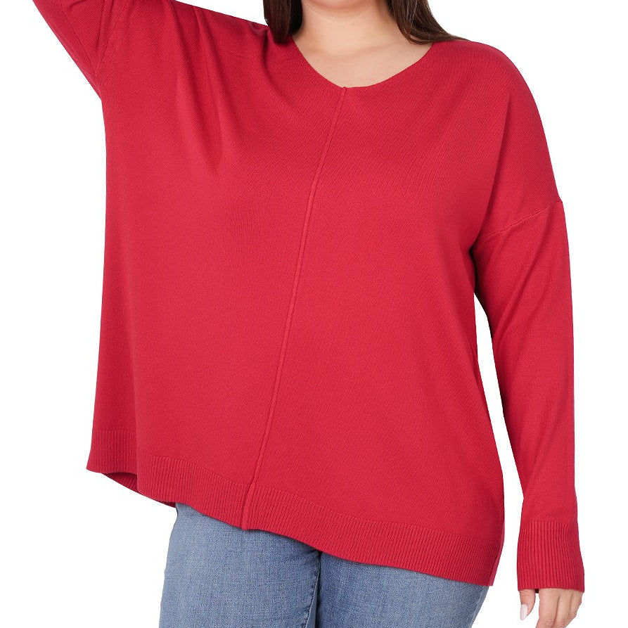 La Vie En Rose Oversized Sweater in Red PLUS