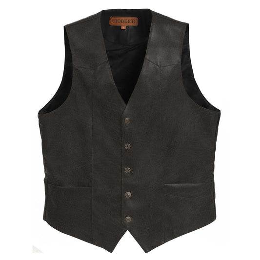Faux Leather Vest in Black MEN