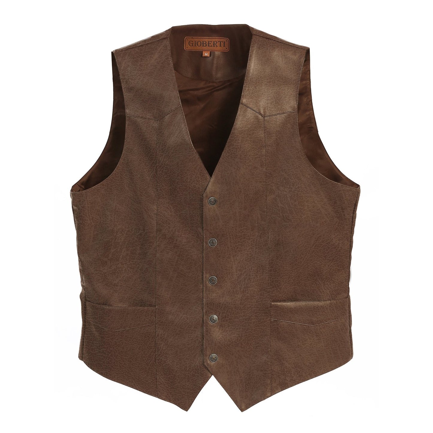 Faux Leather Vest in Coffee MEN