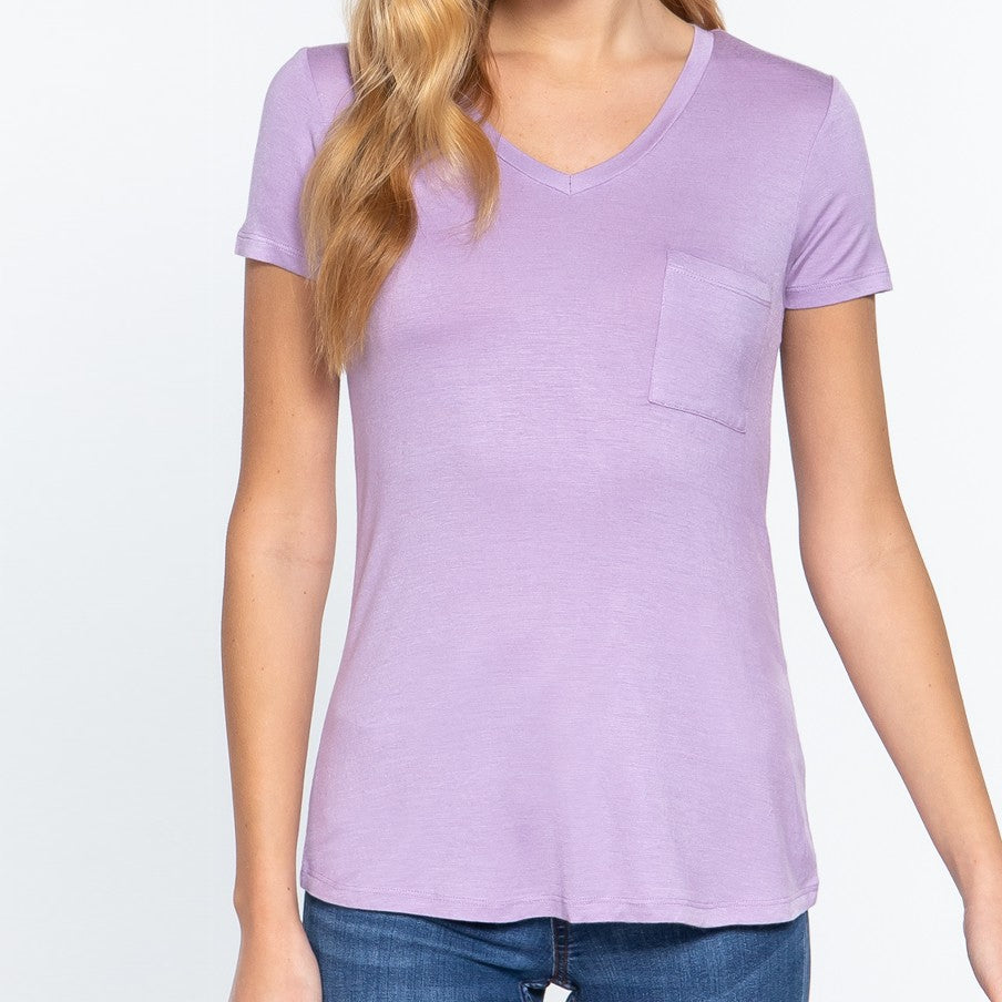 V is for Victory Relaxed Pocket Tee in Lavender