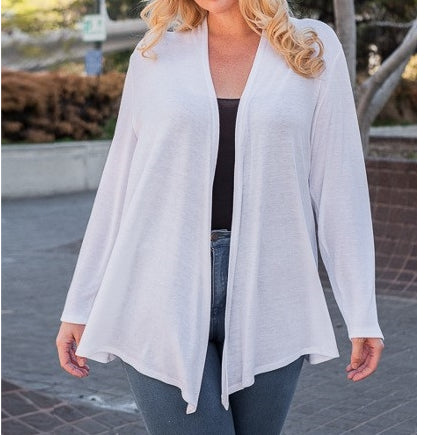 Face the Music Draped Cardigan in Ivory PLUS