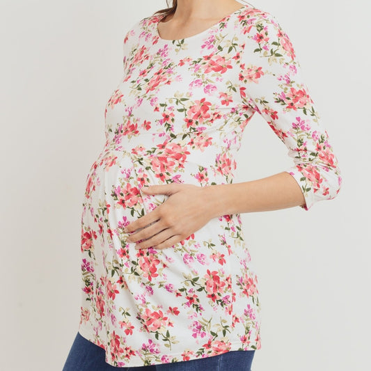 Pleated Maternity Top - Floral Dreams