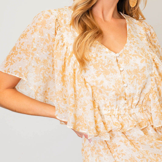 Chiffon Ruffle Dress in Cream