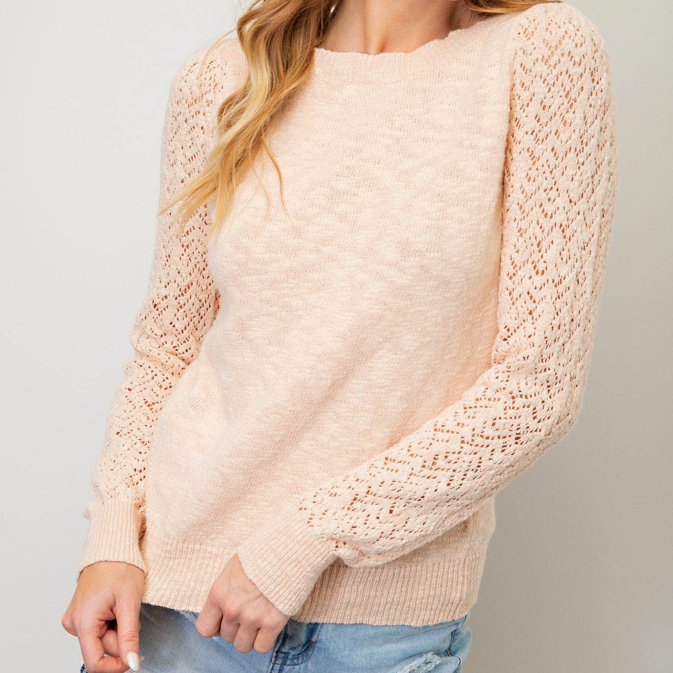 Pink Sweater with Sleeve Detailing