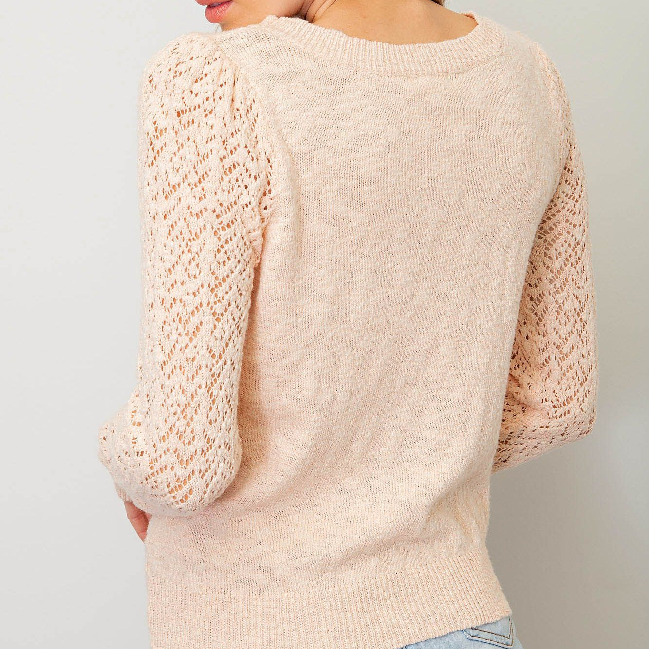 Pink Sweater with Sleeve Detailing