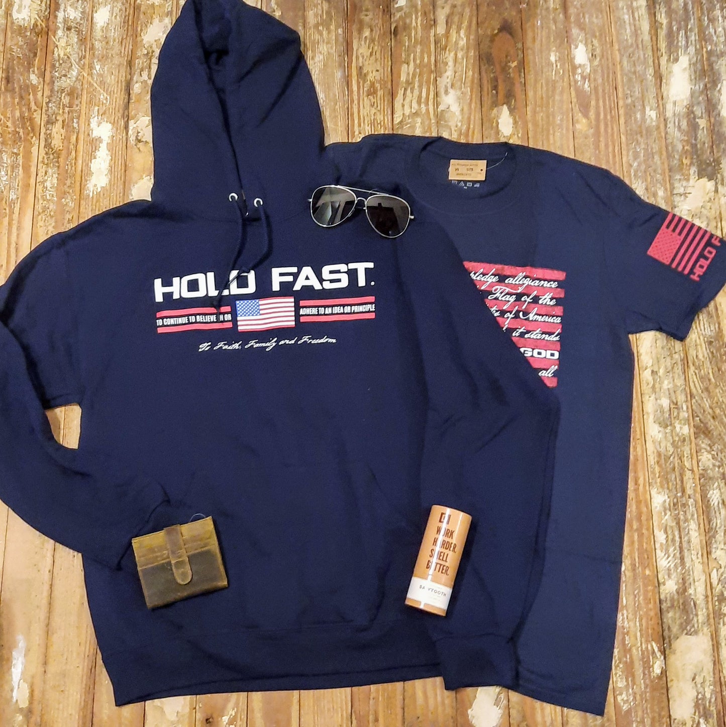 Hold Fast Hooded Sweatshirt in Navy MEN