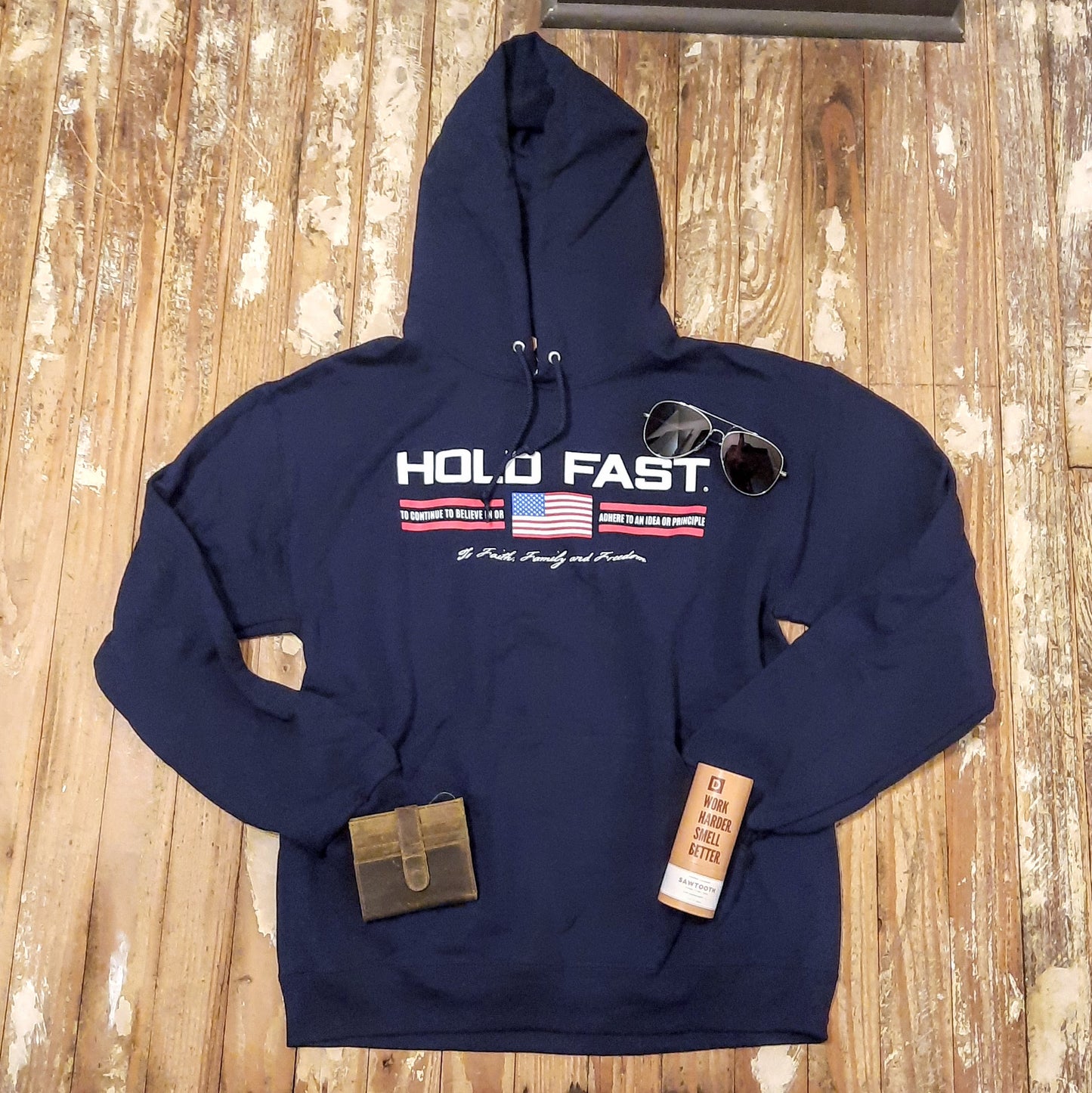 Hold Fast Hooded Sweatshirt in Navy MEN