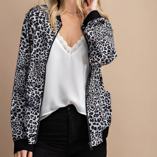 It's the Good Life Leopard Bomber Jacket in Black