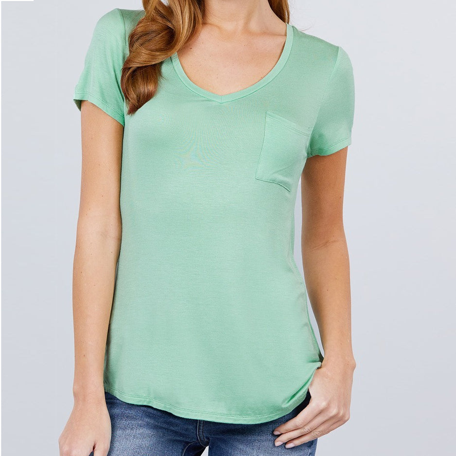 V is for Victory Relaxed Pocket Tee in Green