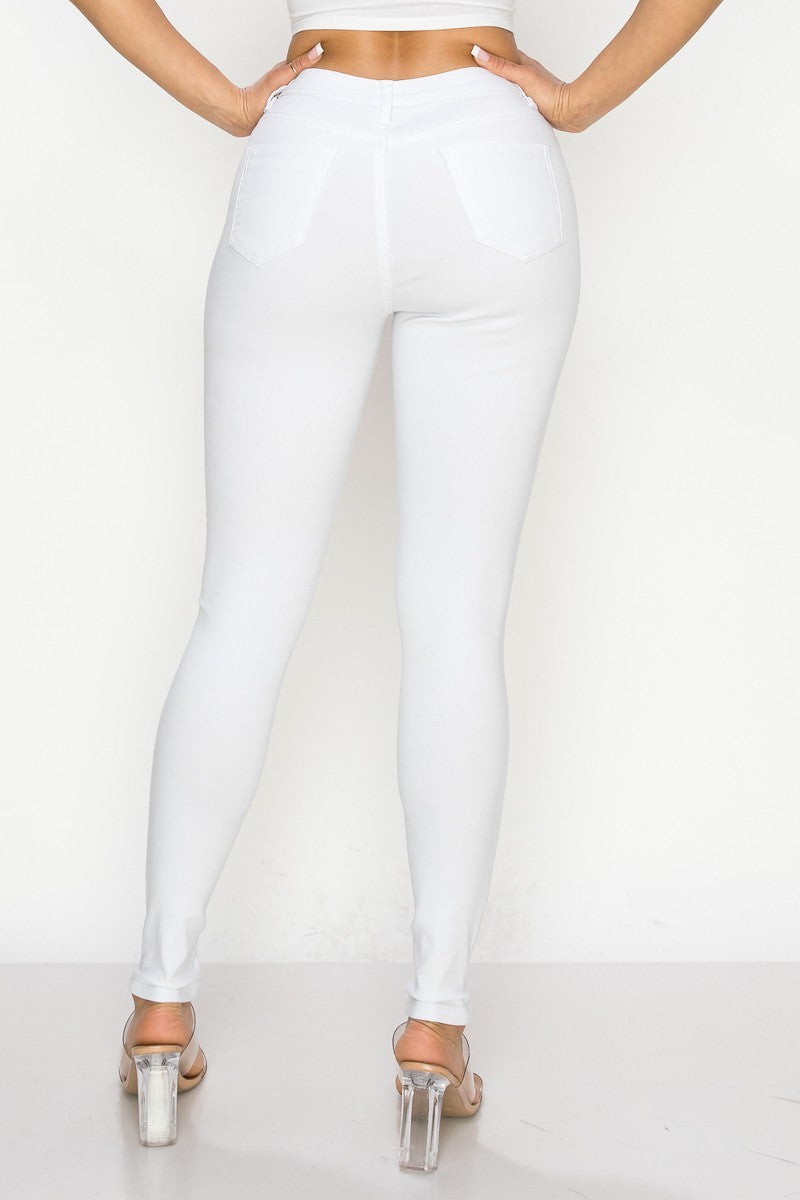 Skinny Stretch Colored Pants in White