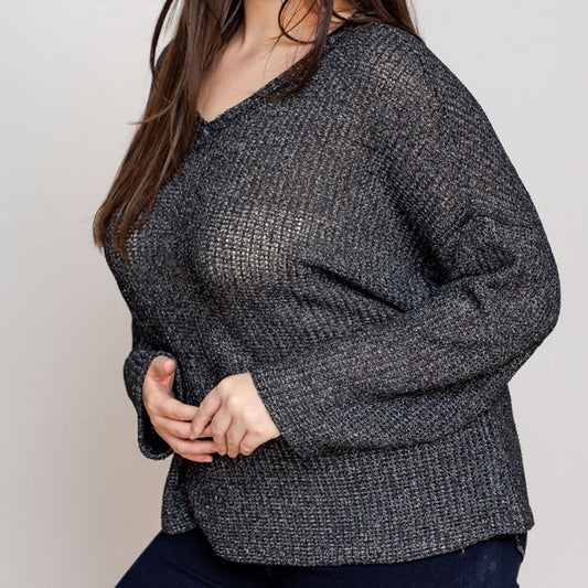 Dream Come True Relaxed Sweater in Charcoal PLUS